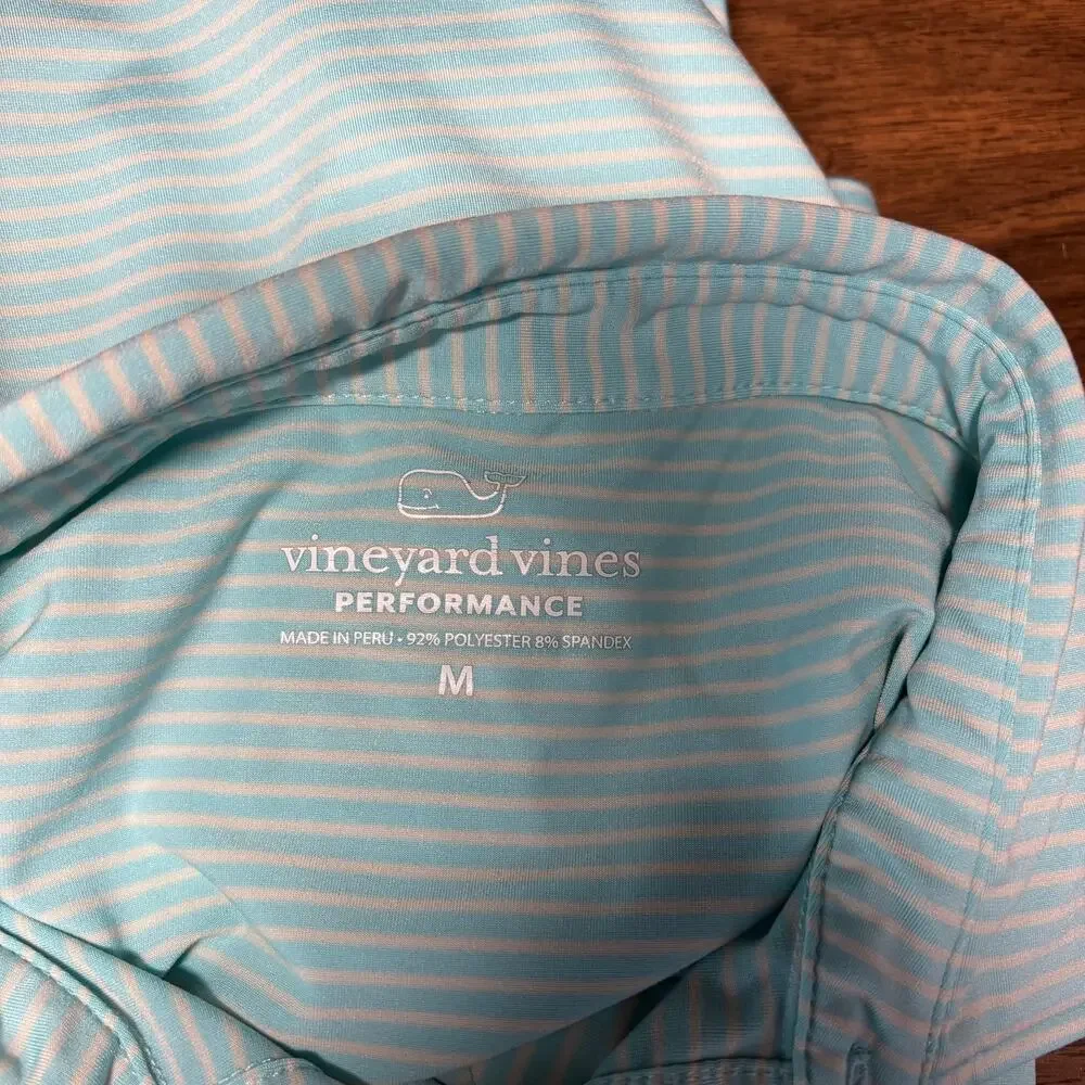 Vineyard Vines Performance Golf Bradley Stripe Sankaty Polo Medium Preppy Travel